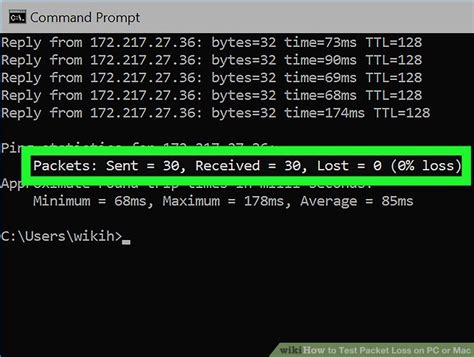 test packet loss with ping